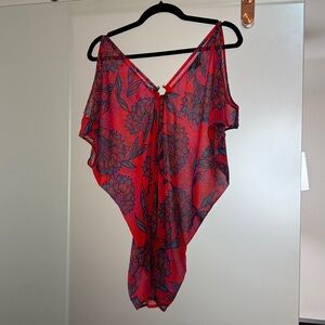 Guess by Marciano Castaway Sheer Cold Shoulder Top